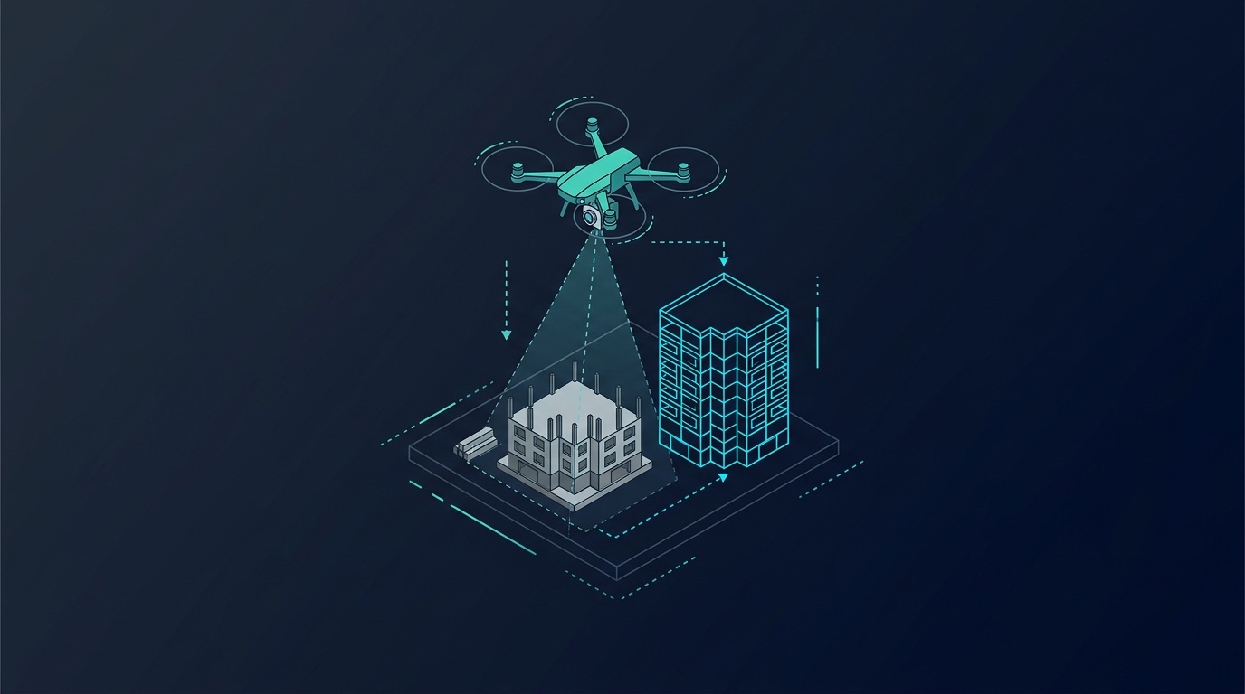 Drónos fotogrammetria – épület 3D wireframe rekonstrukció